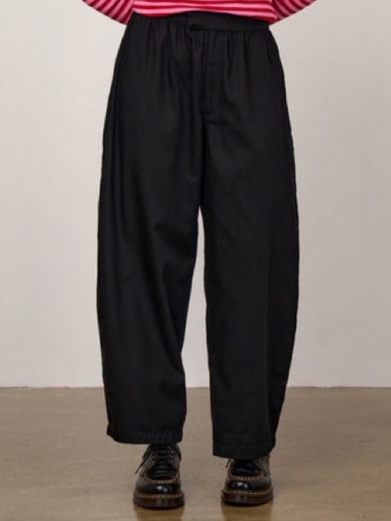 Lucy & Yak Pants - Lucy & Yak Beau Barrel Leg Cotton Trouser Pants Black Size 10 Wide Leg Twill